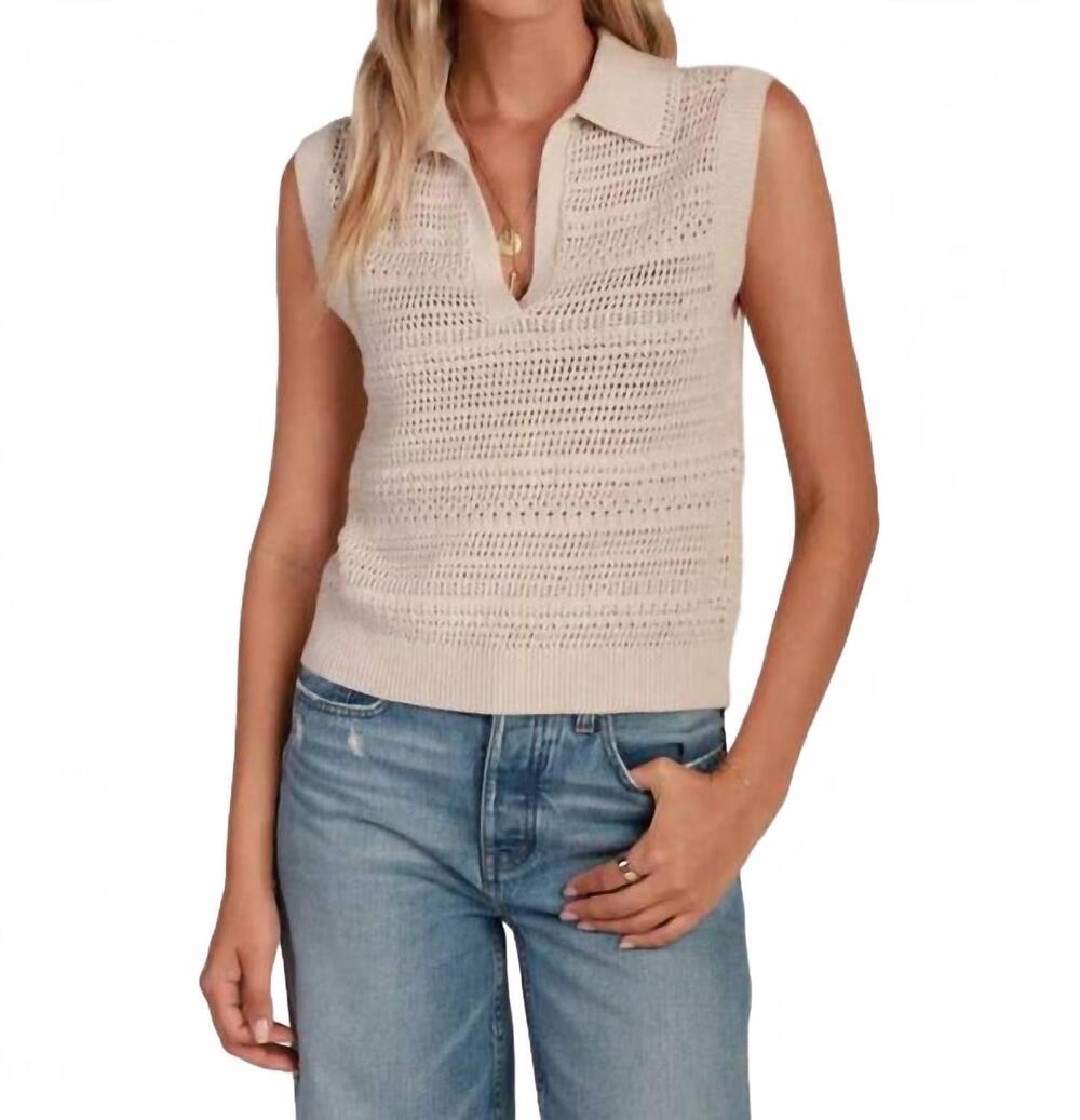 NEW DYLAN blair polo sweater in oatmeal